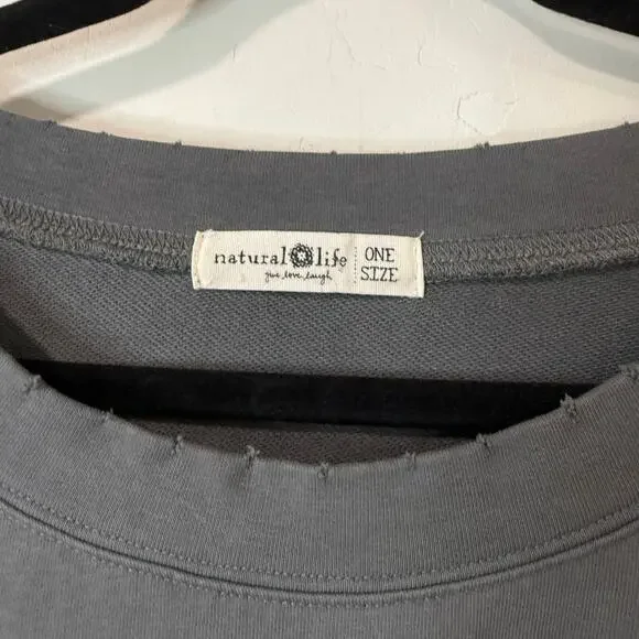 Natural Life Women's Billie Oversized Sweatshirt Tunic Boho Floral Gray OS - Picture 5 of 8